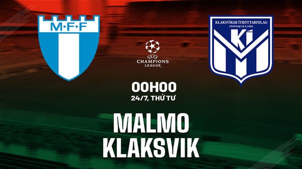 Nhận định bóng đá Malmo vs Klaksvik 0h00 ngày 24/7 (Champions League 2024/25). Hãy đến W88 soi kèo bóng đá .