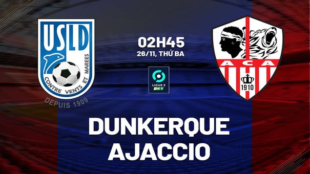 Nhận định bóng đá Dunkerque vs Ajaccio 2h45 ngày 26/11 (Hạng 2 Pháp 2024/25). Hãy đến W88 soi kèo bóng đá.